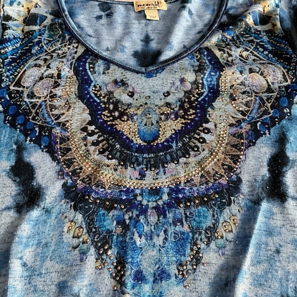 One World Embellished Pullover Top Fringe Bottom Long Sleeves - Picture 10 of 14